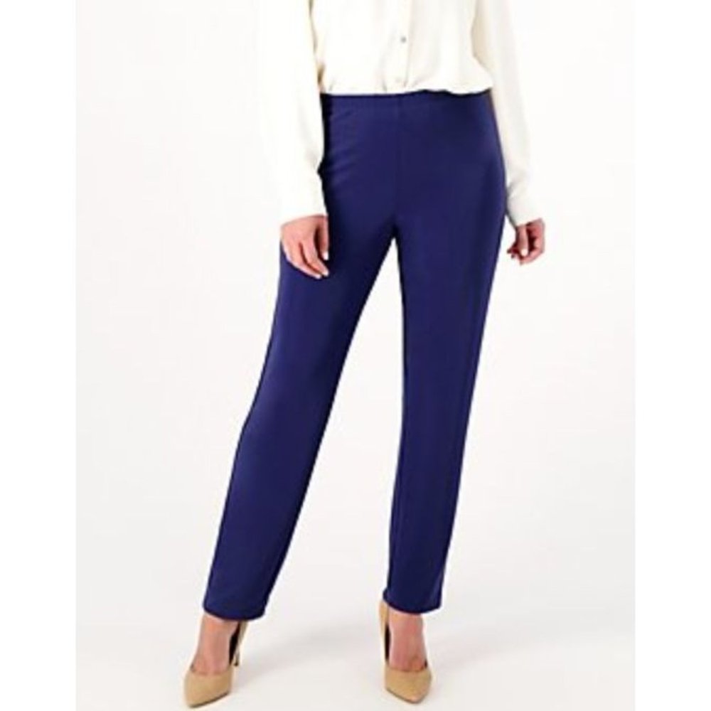 Susan Graver Essentials Lustra Knit Tall Skinny Casual Pull-On Pants Blue 3XT